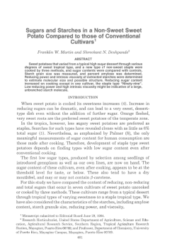 Sugars and Starches in a Non-Sweet Sweet Potato Compared to