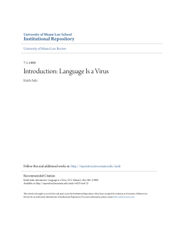 Introduction: Language Is a Virus - University of Miami School of