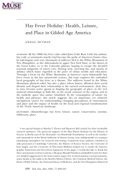 Hay Fever Holiday: Health, Leisure, and Place in Gilded