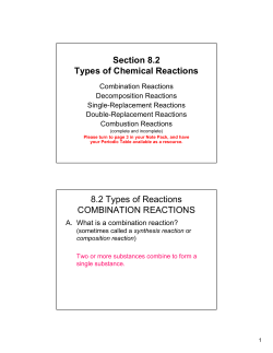 Section 8.2 Types of Chemical Reactions 8.2 Types of Reactions