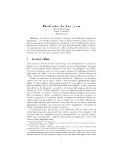 Predication As Ascription 1 Introduction