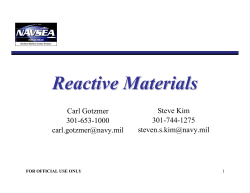 (Naval Surface Warfare Center, Indian Head Division): "Reactive
