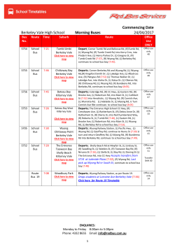Berkeley Vale High School Morning Buses Commencing Date 24/04