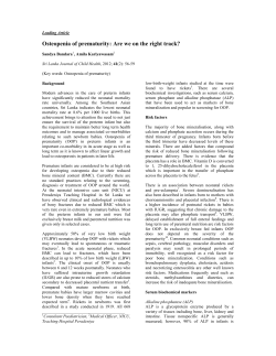 Osteopenia of prematurity - Sri Lanka Journal of Child Health
