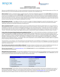 Bencor Welcome Letter Special Plan 401(a)/403(b)