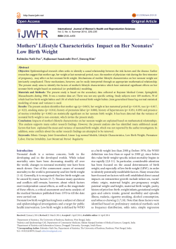 Mothers` Lifestyle Characteristics Impact on Her Neonates` Low Birth