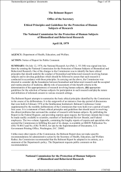 The Belmont Report Office of the Secretary Ethical Principles and