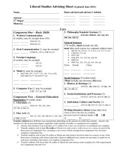 Liberal Studies Advising Sheet