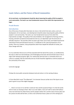 Land, Culture, and the Future of Rural Communities