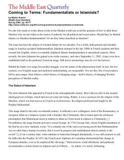 Coming to Terms: Fundamentalists or Islamists?