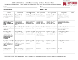 Graduate Rubric Ethical Issues and Ethics Based Reasoning