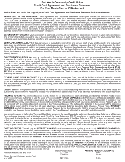 Fort Worth Community Credit Union Credit Card Agreement and