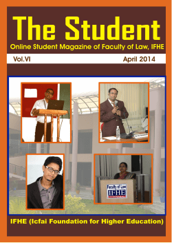 Online Student Magazine of Faculty of Law, IFHE Vol.VI April 2014