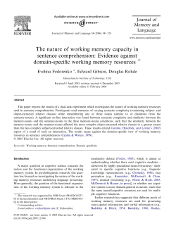 The nature of working memory capacity in sentence - TedLab
