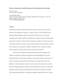 Industry collaboration, scientific sharing and the dissemination of