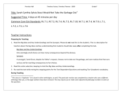 Title: Sarah Cynthia Sylvia Stout Would Not Take the Garbage Out1