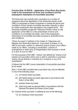 Application of the Share Buy-backs Code to the amendment of