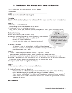 The Monster Who Wanted It All- Ideas and Activities