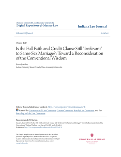 Is the Full Faith and Credit Clause Still "Irrelevant" to Same