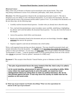 Document Based Question: Ancient Greek Contributions Historical