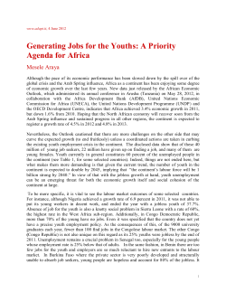 Generating Jobs for the Youths: A Priority Agenda for Africa