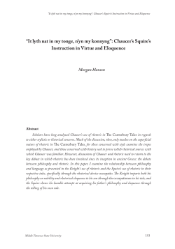 Chaucer`s Squire`s Instruction in Virtue and Eloquence