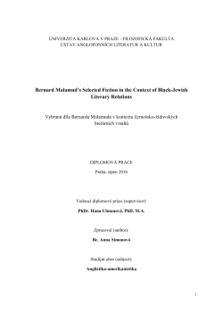 Bernard Malamud`s Selected Fiction in the Context of Black