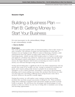 Building a Business Plan &mdash; Part B: Getting Money to Start Your