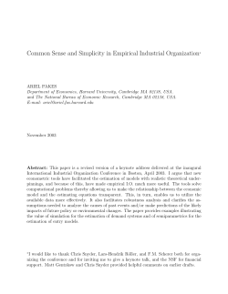 Common Sense and Simplicity in Empirical Industrial Organization&lowast;