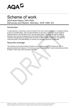 AS and A-level History Scheme of work Paper 2O
