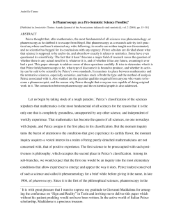 Is Phaneroscopy as a Pre-Semiotic Science Possible?
