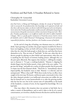 Fetishism and Bad Faith: A Freudian Rebuttal to Sartre
