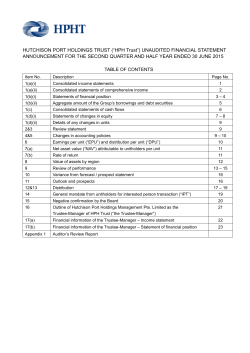 Financial Statement - Hutchison Port Holdings Trust