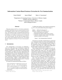 Information-Content Based Sentence Extraction for Text