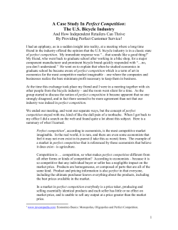 A Case Study In Perfect Competition: The U.S. Bicycle Industry