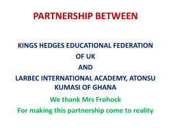 PARTNERSHIP BETWEEN - King`s Hedges Educational Federation