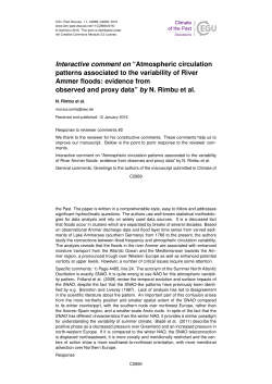 Interactive comment on &ldquo;Atmospheric circulation patterns associated