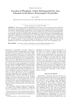 Excretion of Phosphoric Acid by Red Imported Fire Ants, Solenopsis
