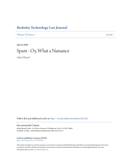 Spam - Oy, What a Nuisance - Berkeley Law Scholarship Repository