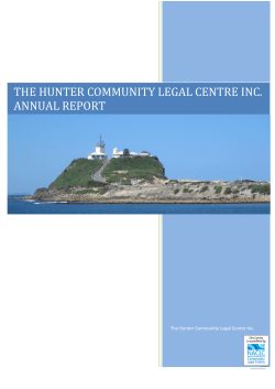 THE HUNTER COMMUNITY LEGAL CENTRE INC. ANNUAL REPORT
