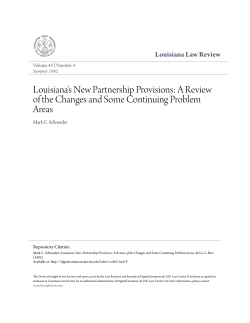 Louisiana`s New Partnership Provisions