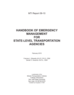 Handbook of Emergency Management For State-Level