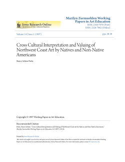 Cross Cultural Interpretation and Valuing of Northwest Coast Art by