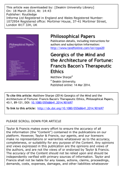 Georgics of the Mind and the Architecture of Fortune