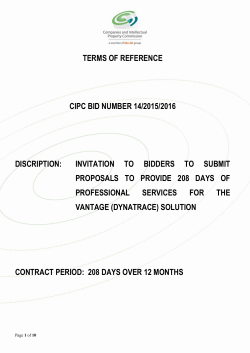 TERMS OF REFERENCE CIPC BID NUMBER 14/2015/2016