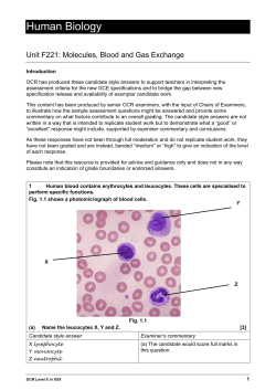 Unit F221 - Molecules, blood and gas exchange - High band