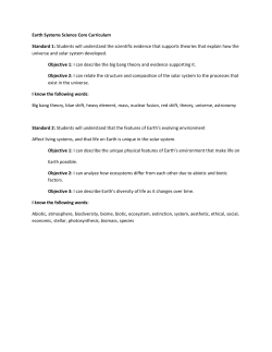 Earth Systems Science Core Curriculum Standard 1: Students will