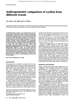 Anthropometric comparison of cyclists from different events