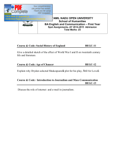 TAMIL NADU OPEN UNIVERSITY School of Humanities BA English