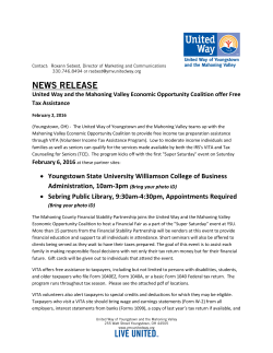 NEWS RELEASE - United Way of Youngstown and the Mahoning